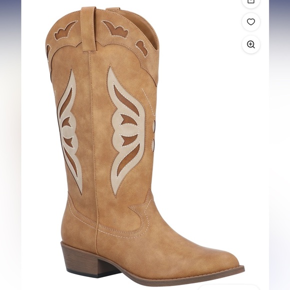 Madden Nyc Shoes - Madden NYC Women’s Faux Leather Tan Round Toe Butterfly Western Boots SZ 8 New